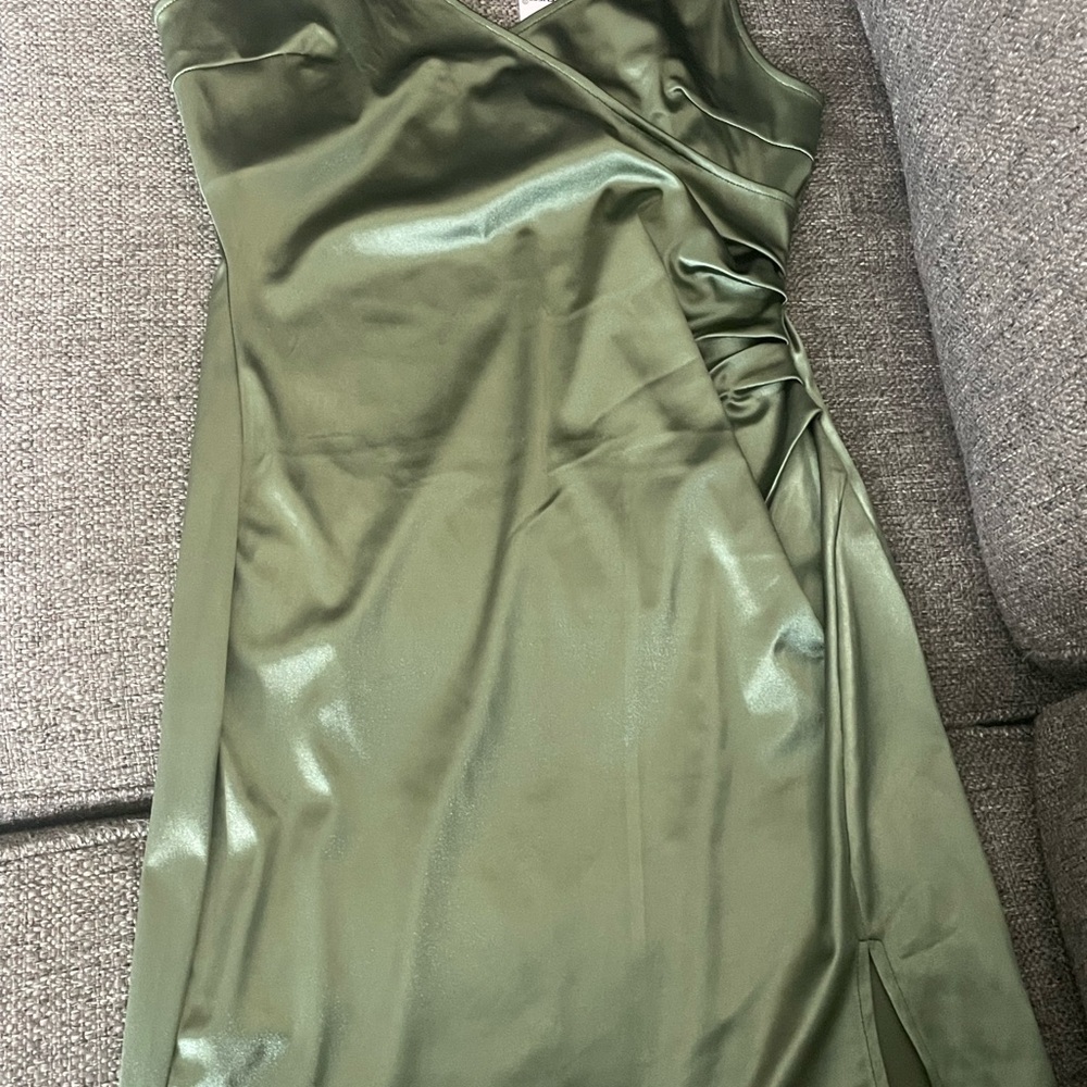 Charlotte Russe Green Asymmetrical Ruched Cocktail Dress